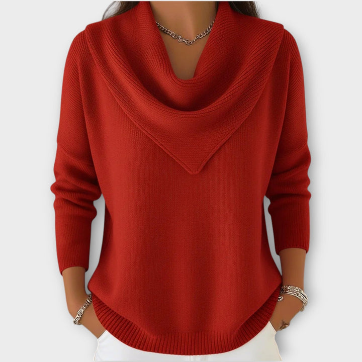 Draped Cowl Neck Knitted Jumper