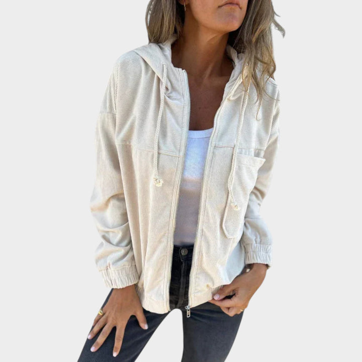 Corduroy Hooded Zip Up Jacket