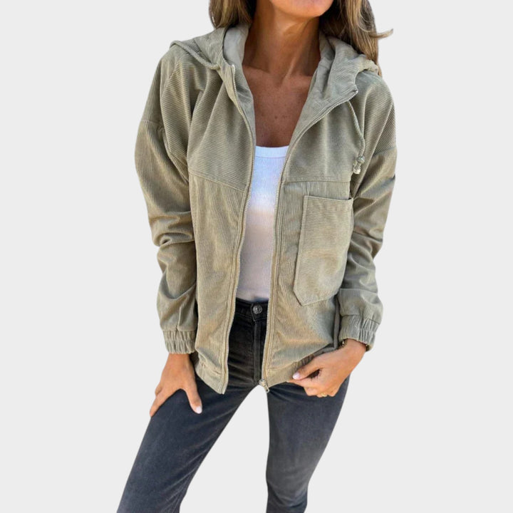 Corduroy Hooded Zip Up Jacket
