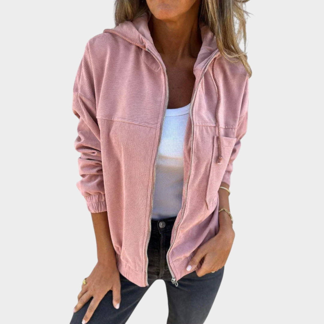 Corduroy Hooded Zip Up Jacket