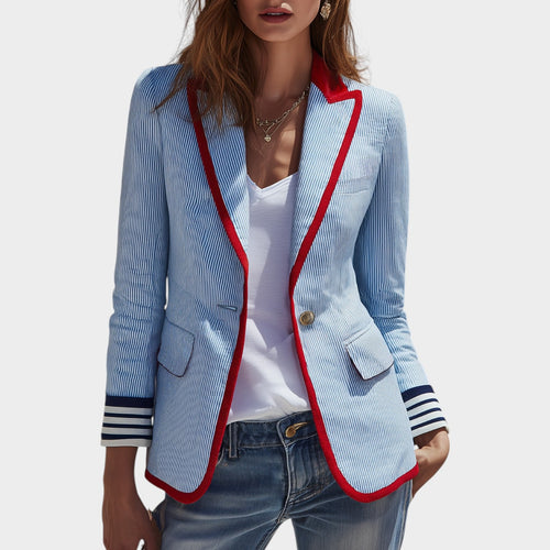 Women’s Blazer Button Front with Contrast Trim