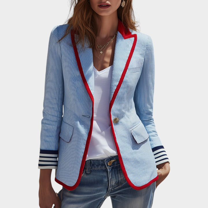 Women’s Blazer Button Front with Contrast Trim