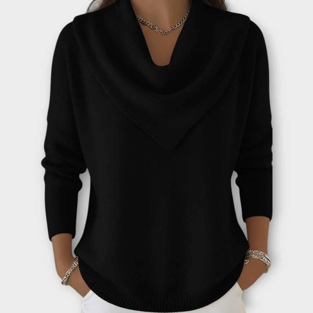 Draped Cowl Neck Knitted Jumper