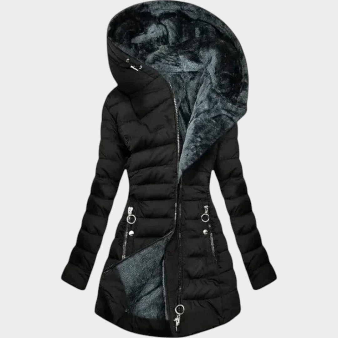 Puffer Fleece Lined Hooded Winter Coat