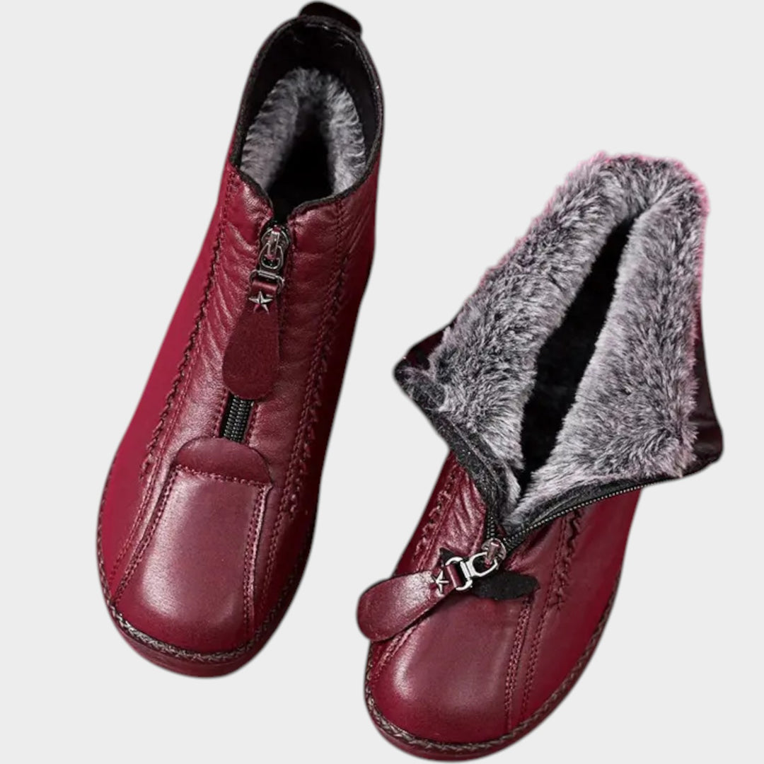 Leather Slip-Resistant Ankle Boots with Side Zip
