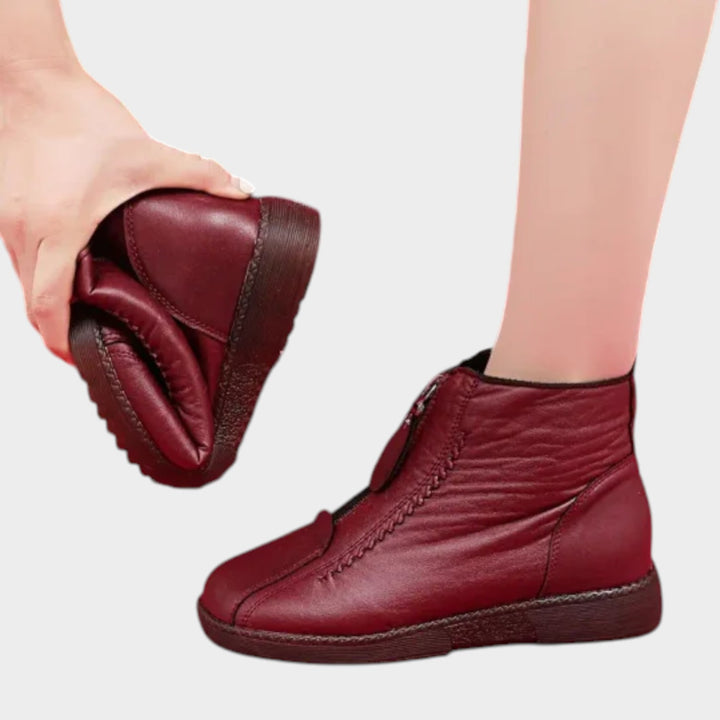 Leather Slip-Resistant Ankle Boots with Side Zip