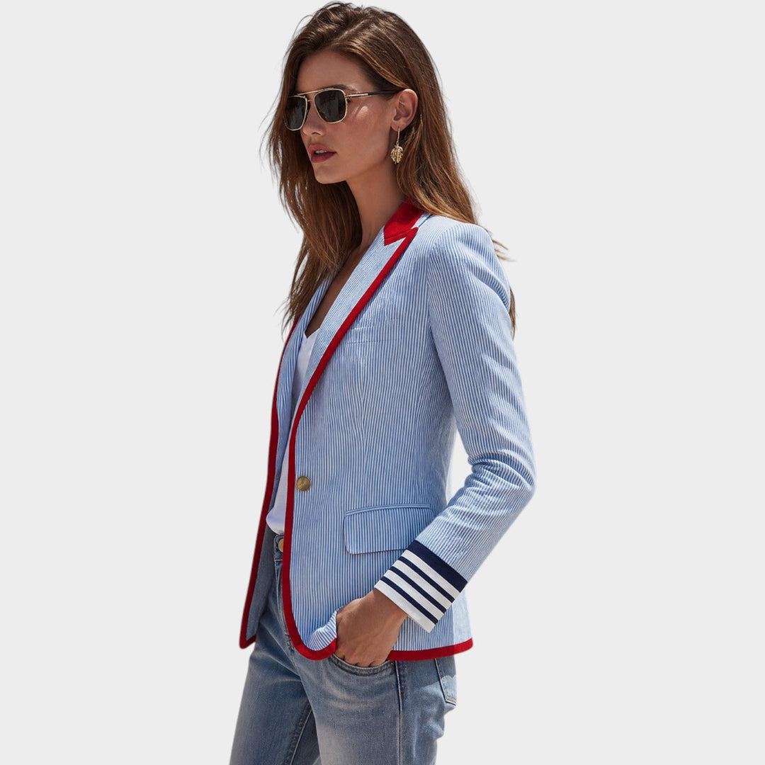 Women’s Blazer Button Front with Contrast Trim