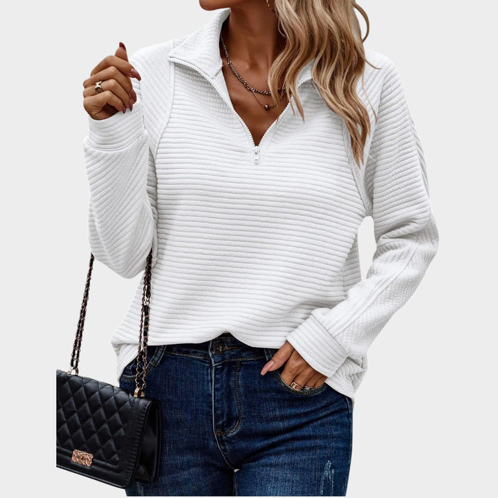 Quarter Zip Ribbed Knitted Jumper