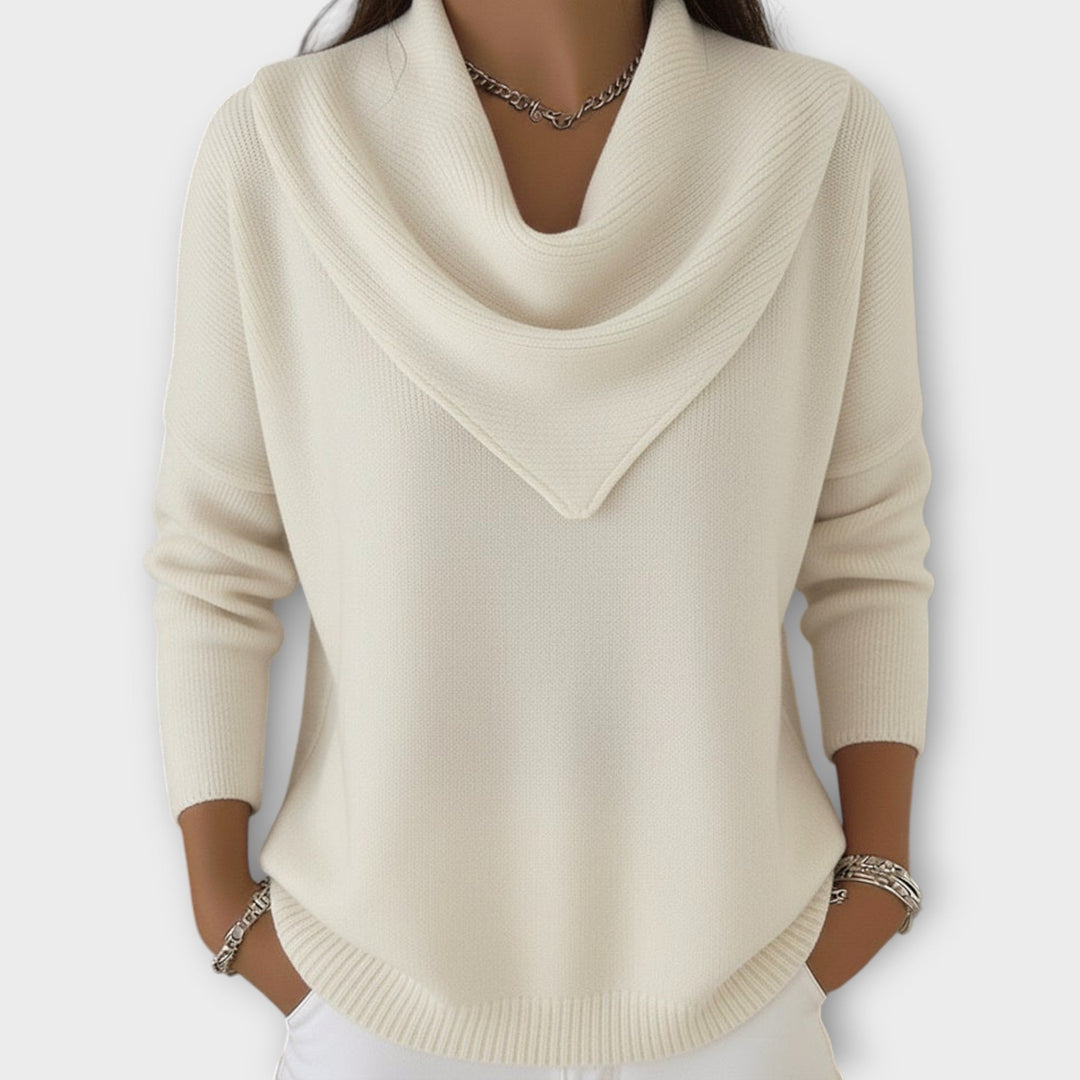 Draped Cowl Neck Knitted Jumper