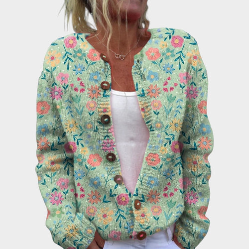 Women’s Floral Knit Cardigan Retro Pattern Everyday Style