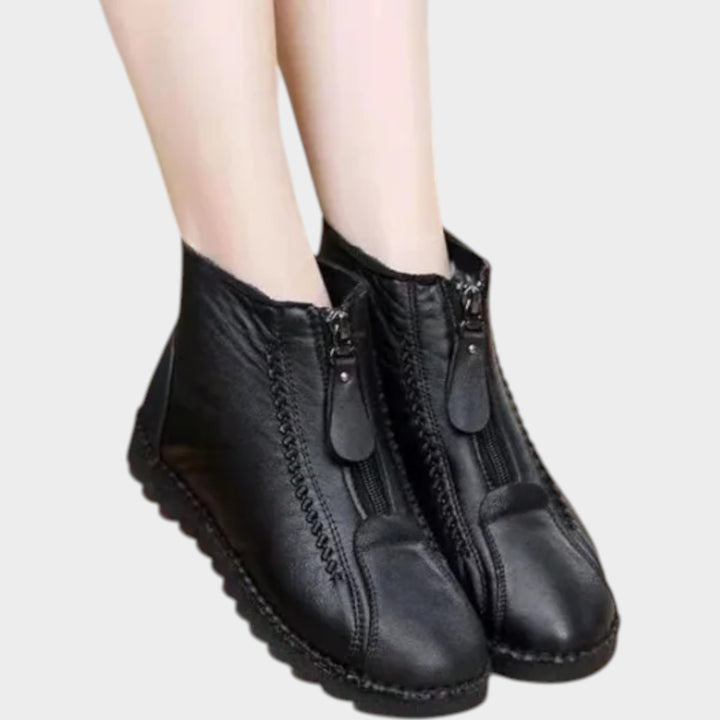 Leather Slip-Resistant Ankle Boots with Side Zip