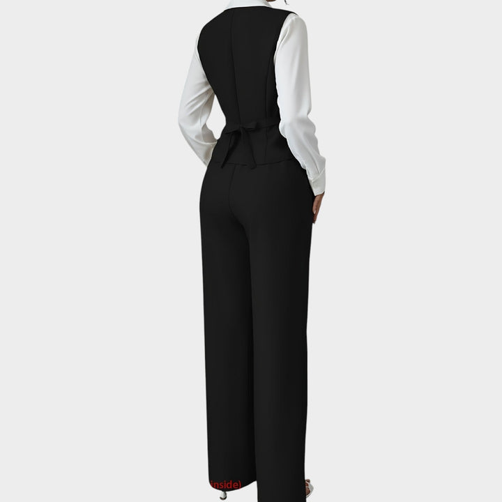 Women’s Suit Set 2 Piece Office Vest Wide Leg Pants