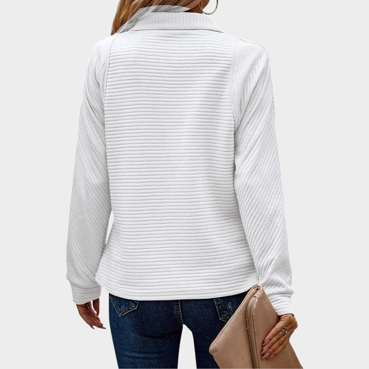 Quarter Zip Ribbed Knitted Jumper