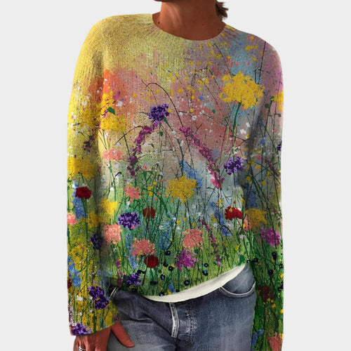 Floral Crew Neck Knit Jumper