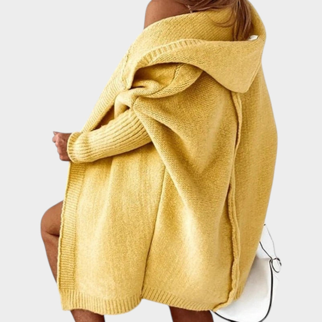 Chunky Knitted Open Front Hooded Cardigan