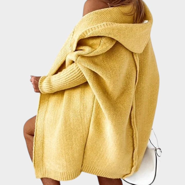 Chunky Knitted Open Front Hooded Cardigan