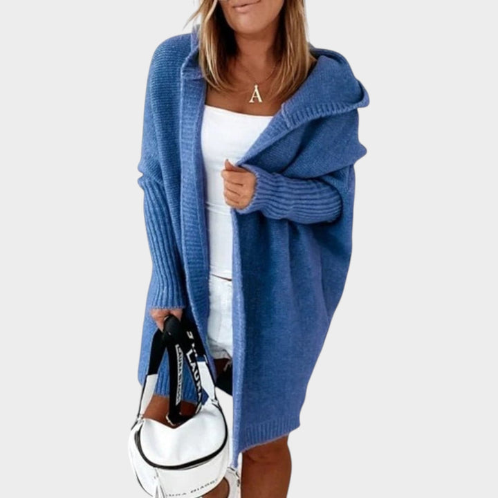 Chunky Knitted Open Front Hooded Cardigan