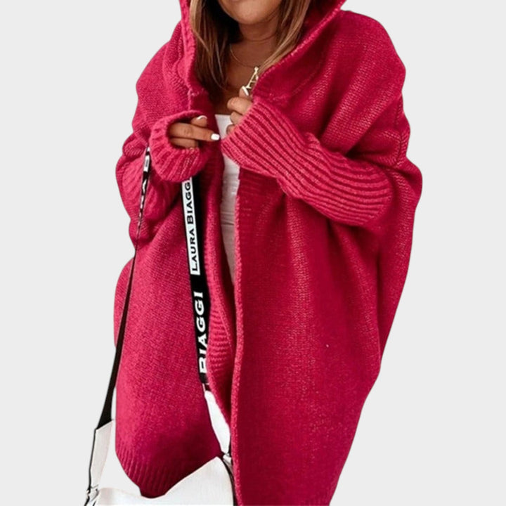 Chunky Knitted Open Front Hooded Cardigan