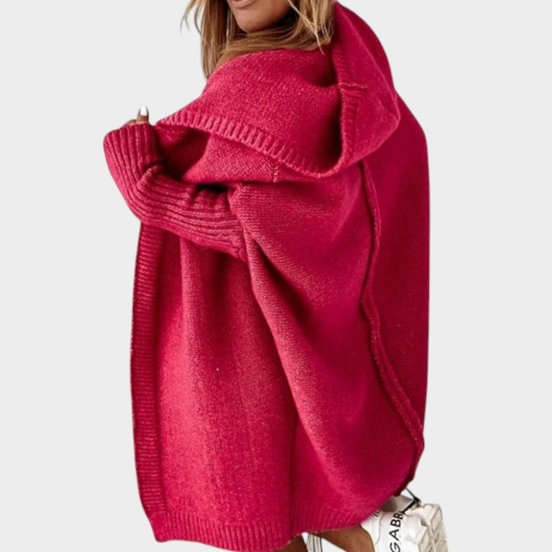 Chunky Knitted Open Front Hooded Cardigan