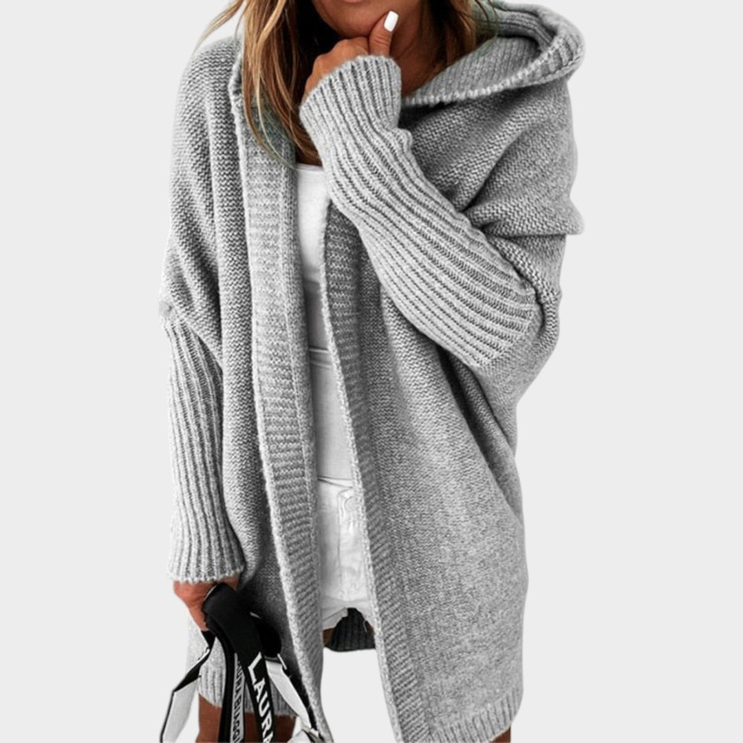 Chunky Knitted Open Front Hooded Cardigan