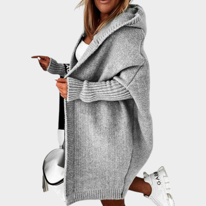 Chunky Knitted Open Front Hooded Cardigan