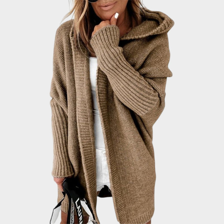 Chunky Knitted Open Front Hooded Cardigan