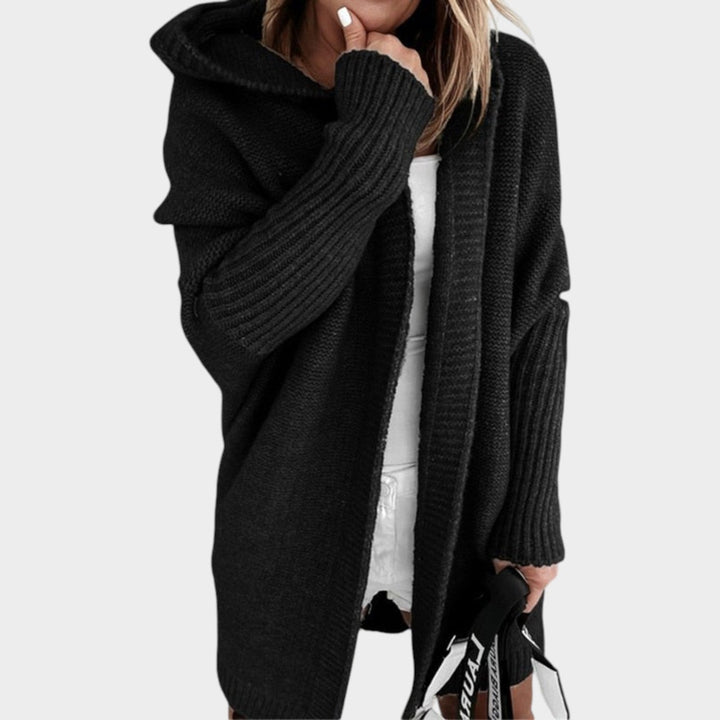 Chunky Knitted Open Front Hooded Cardigan
