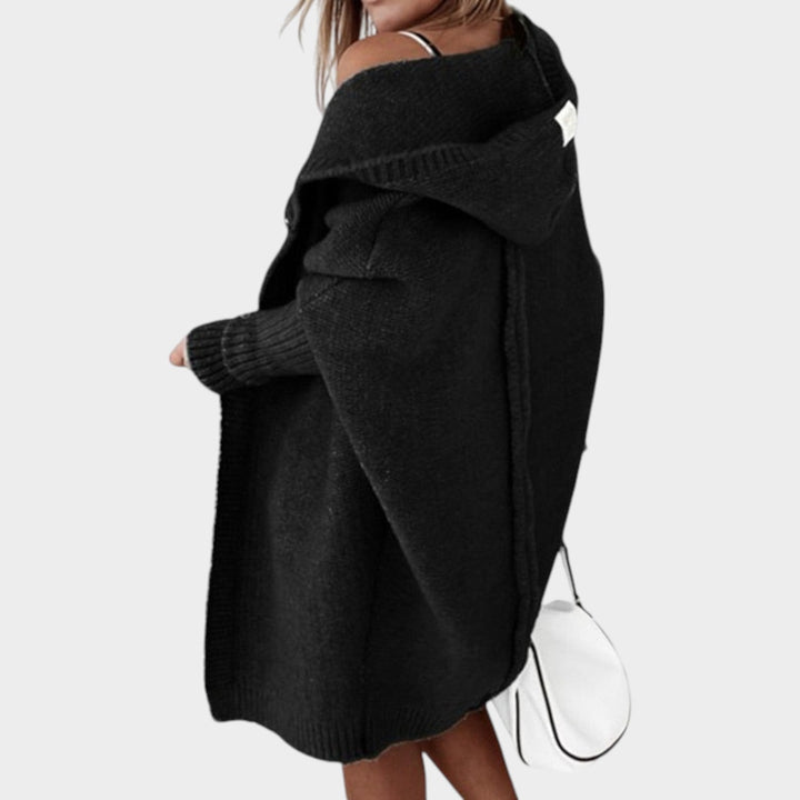 Chunky Knitted Open Front Hooded Cardigan