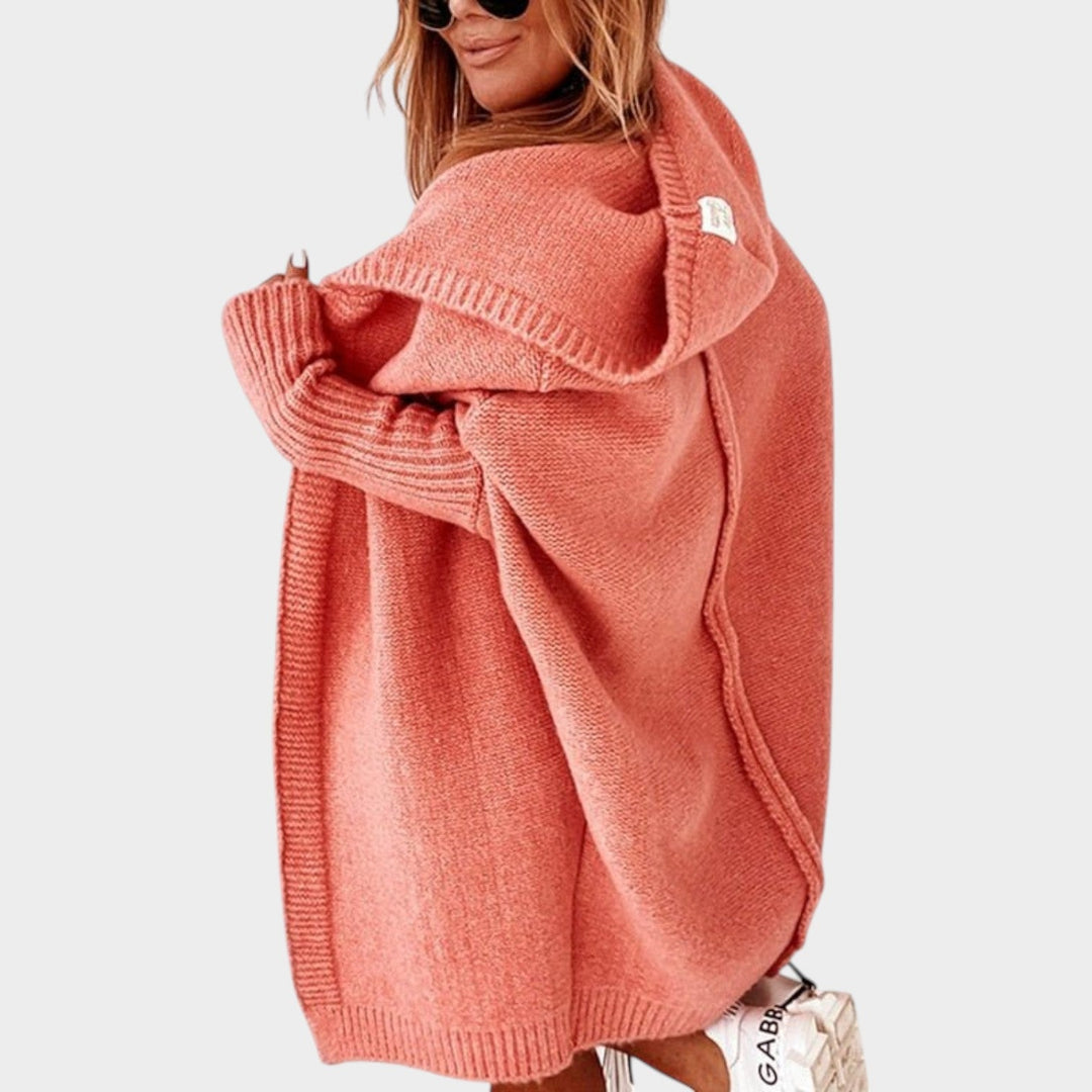 Chunky Knitted Open Front Hooded Cardigan