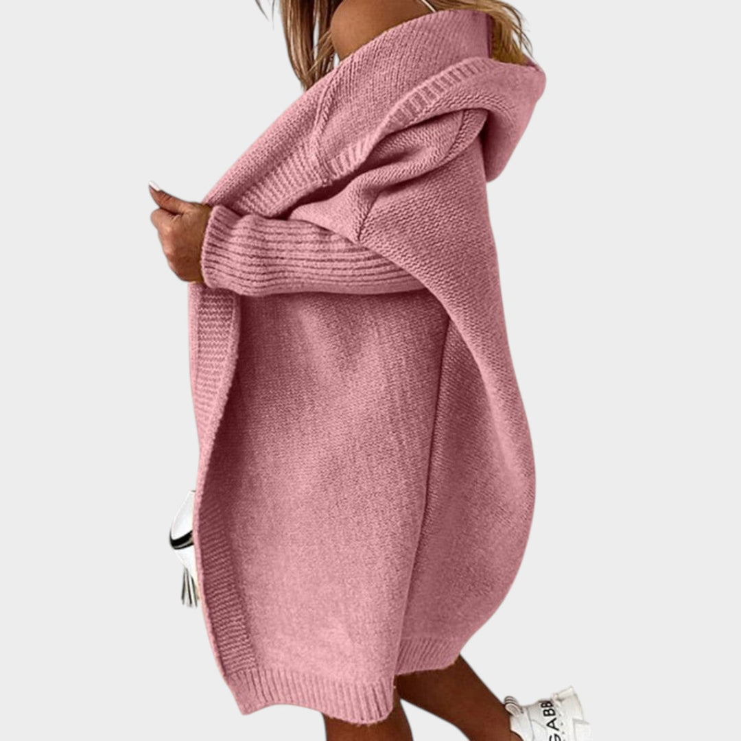 Chunky Knitted Open Front Hooded Cardigan
