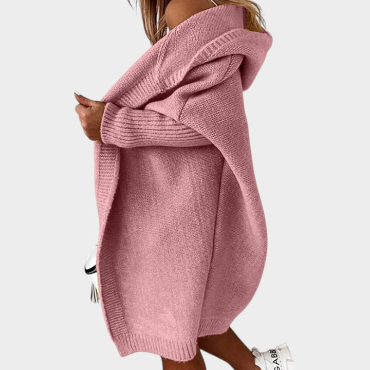 Chunky Knitted Open Front Hooded Cardigan