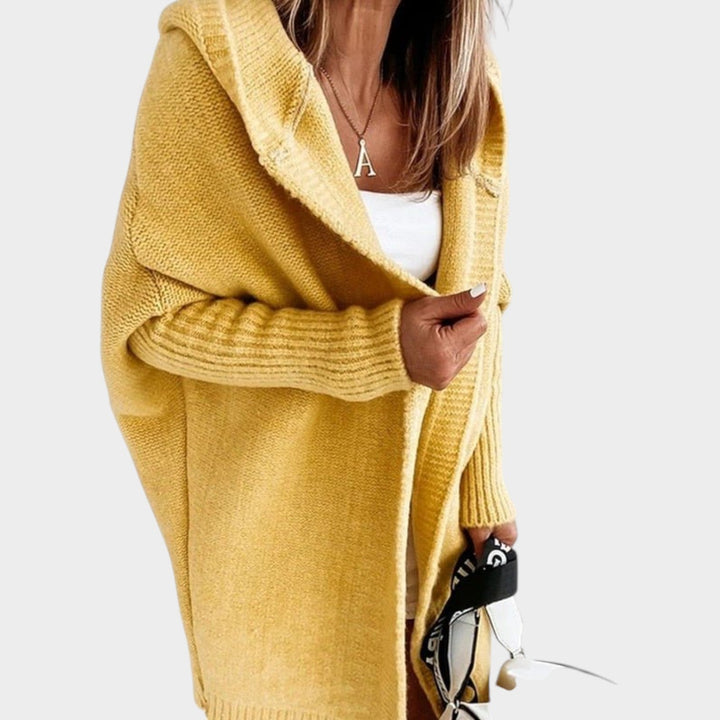 Chunky Knitted Open Front Hooded Cardigan
