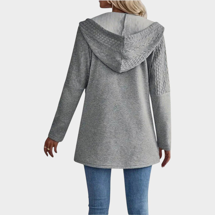 Hooded Cable Knitted Zip Up Cardigan