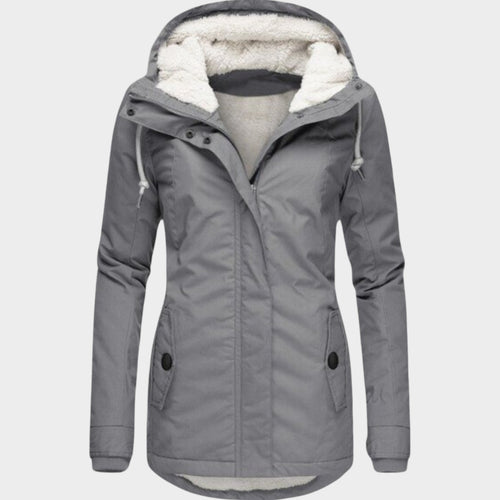 Hooded Pleated Wool Winter Coat