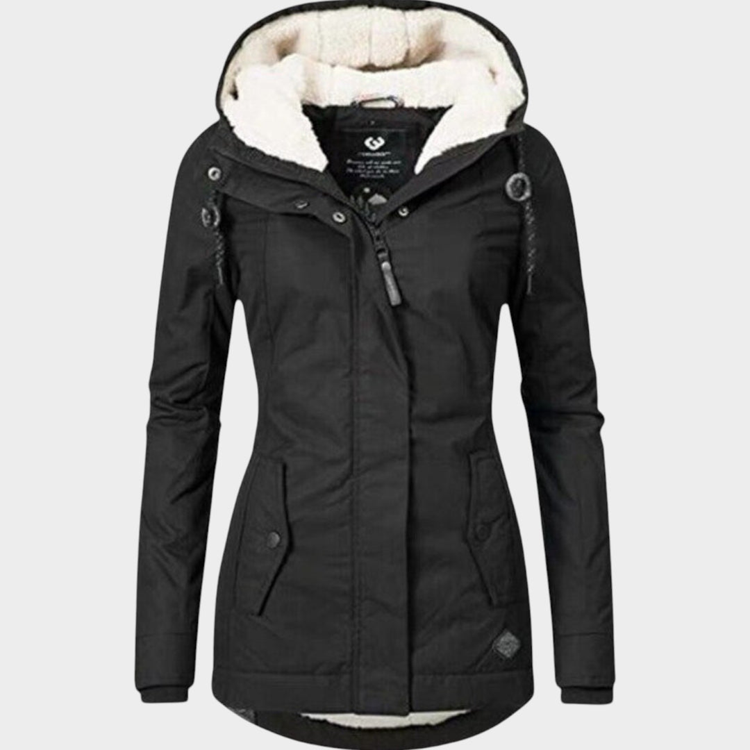 Hooded Pleated Wool Winter Coat