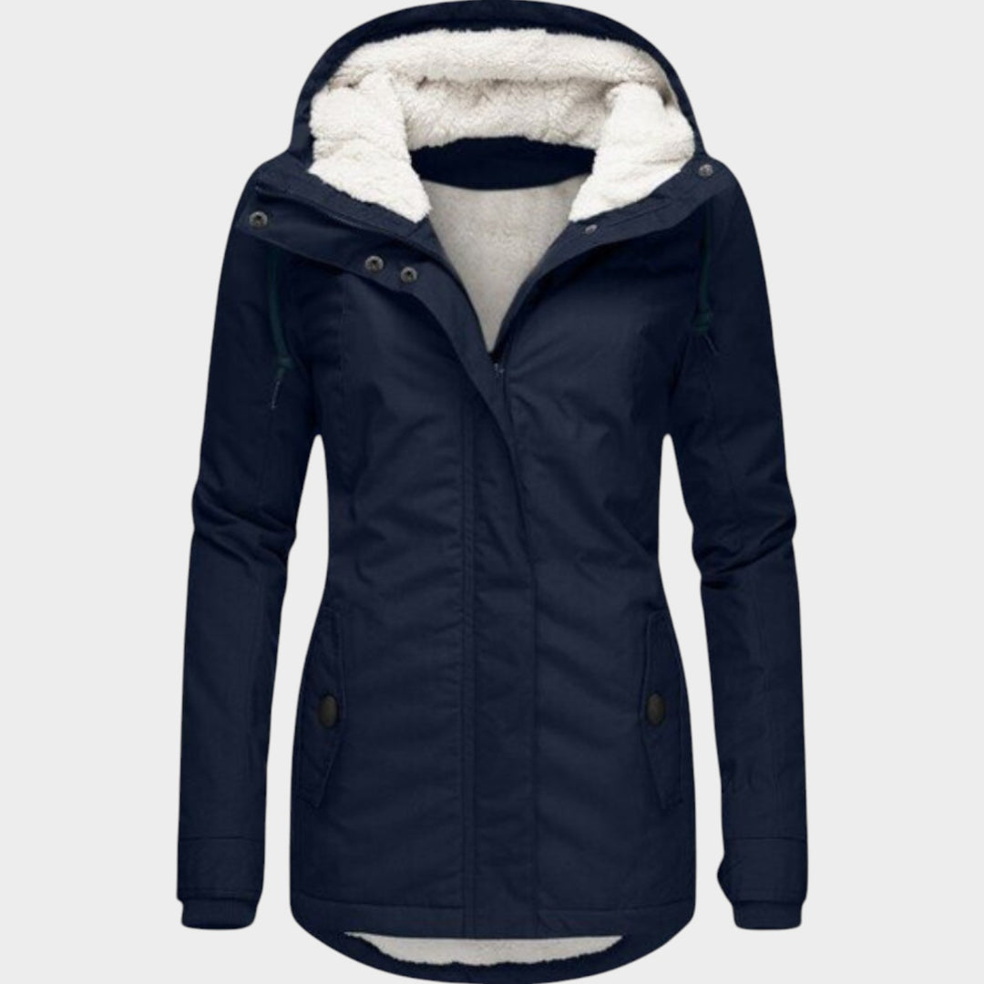 Hooded Pleated Wool Winter Coat