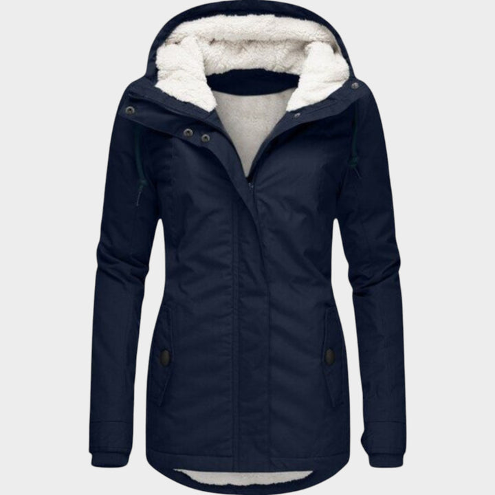 Hooded Pleated Wool Winter Coat