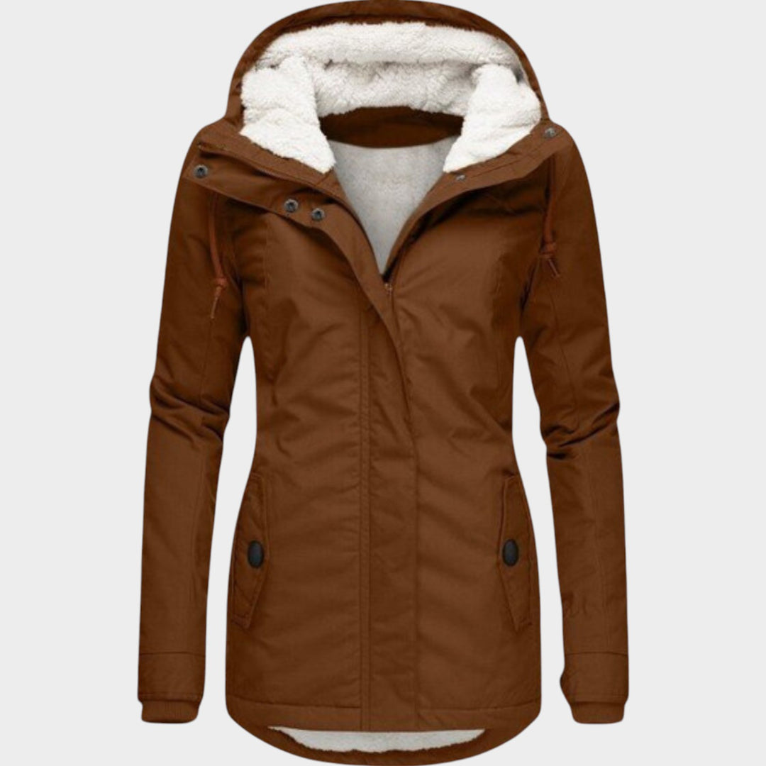 Hooded Pleated Wool Winter Coat