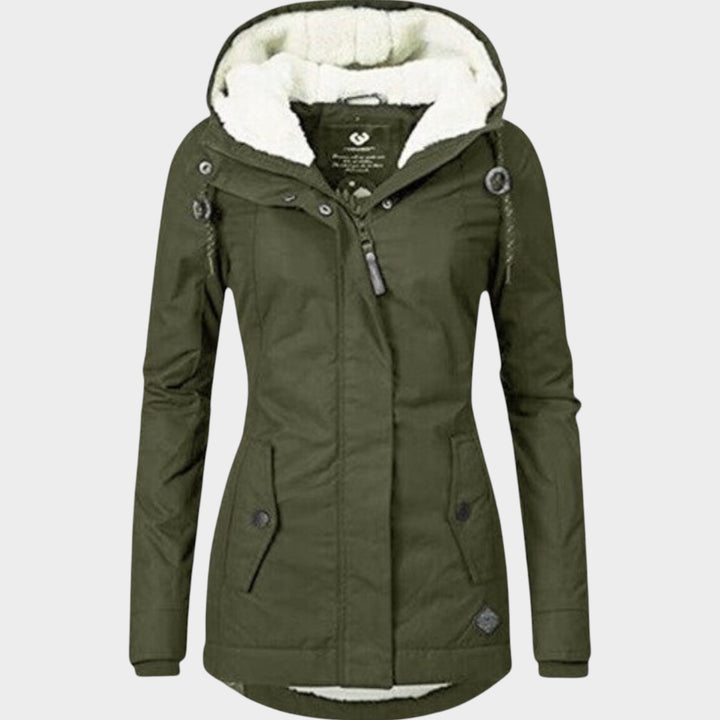 Hooded Pleated Wool Winter Coat