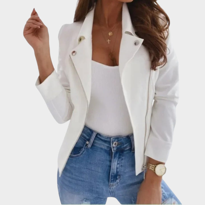 Leather Fold Over Collar Jacket