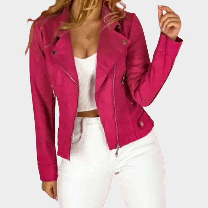 Leather Fold Over Collar Jacket