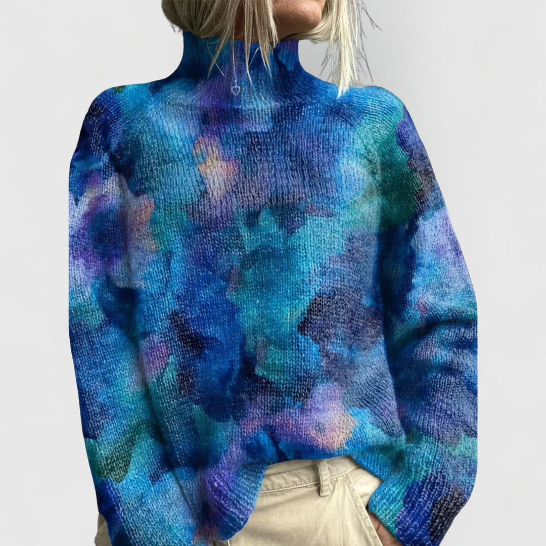 Floral Roll Neck Knitted Jumper