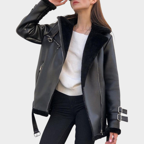 Leather Shearling Aviator Jacket