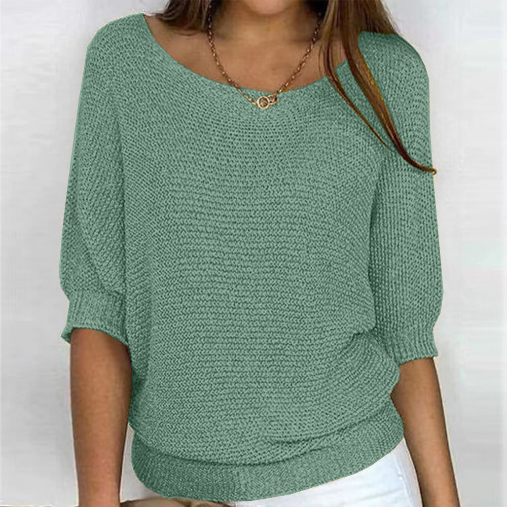 Scoop Neck Textured Knitted Jumper