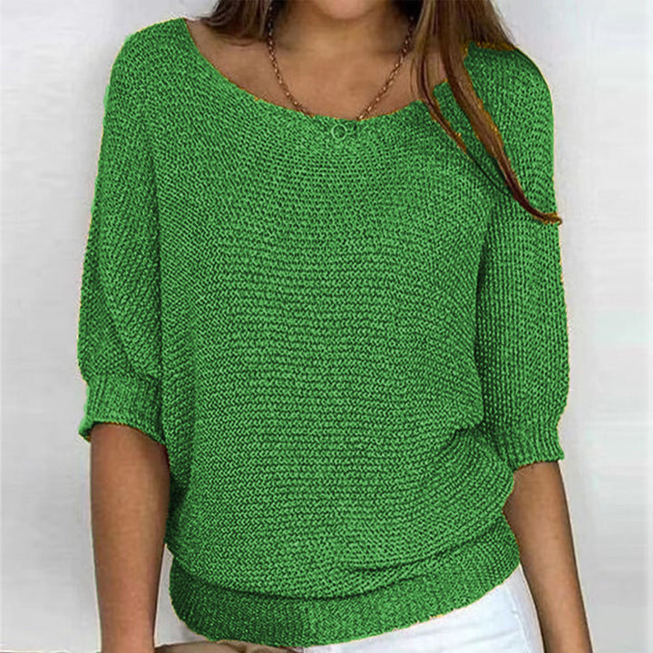 Scoop Neck Textured Knitted Jumper