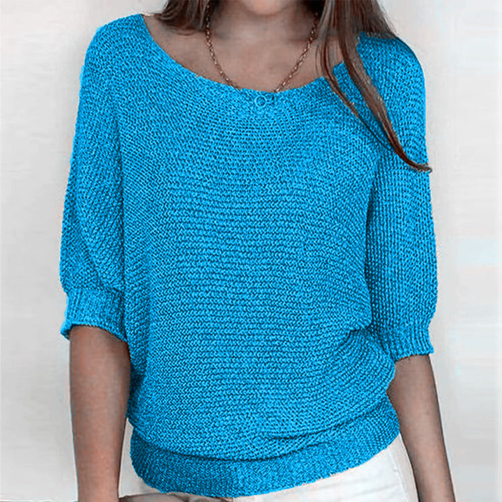 Scoop Neck Textured Knitted Jumper