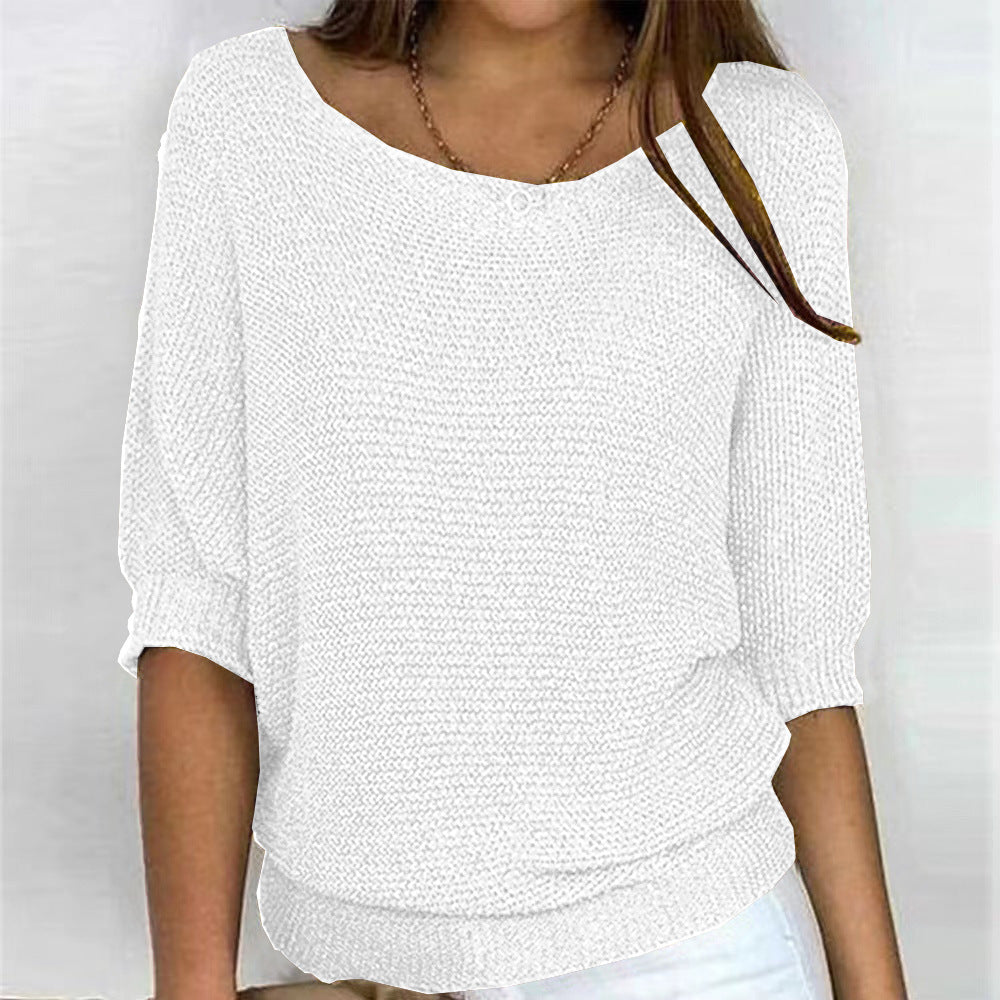 Scoop Neck Textured Knitted Jumper