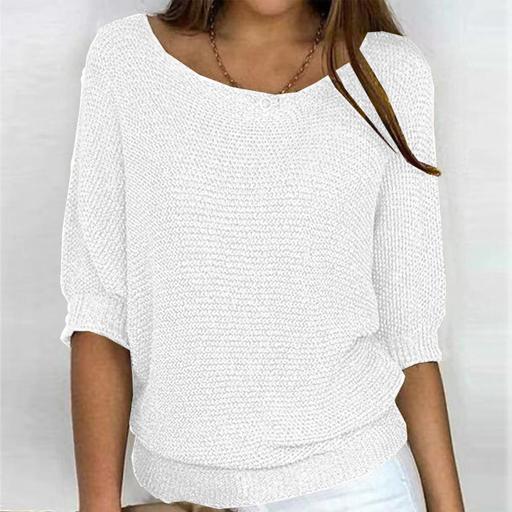 Scoop Neck Textured Knitted Jumper