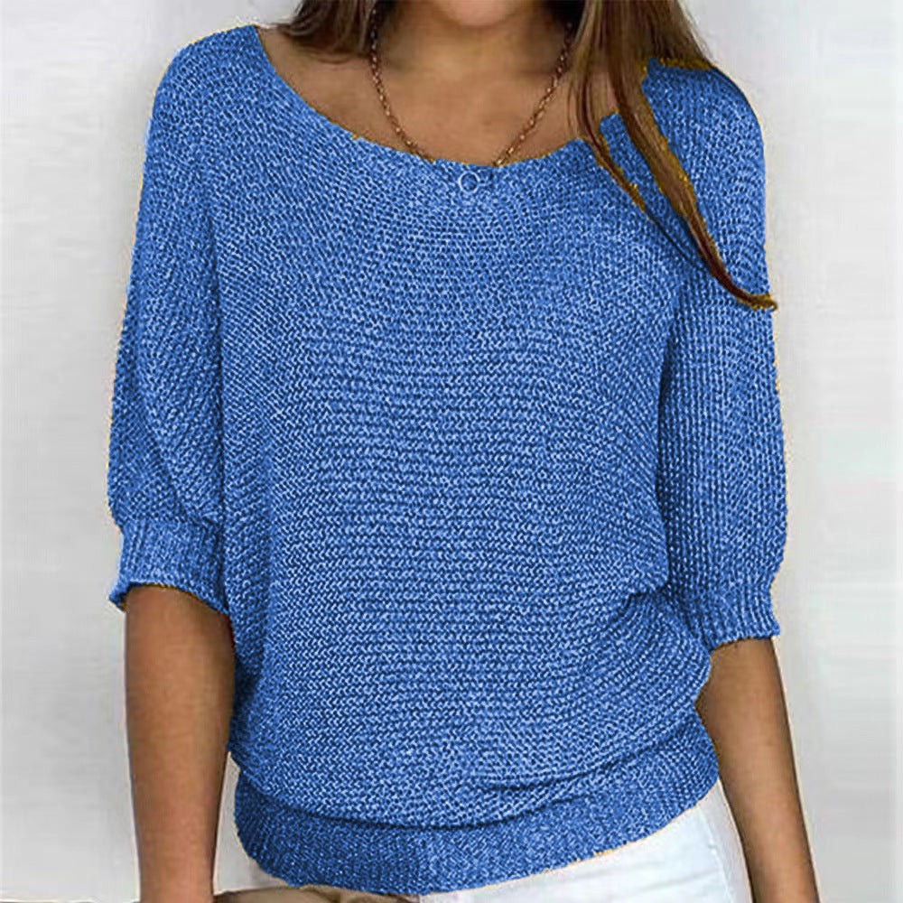 Scoop Neck Textured Knitted Jumper