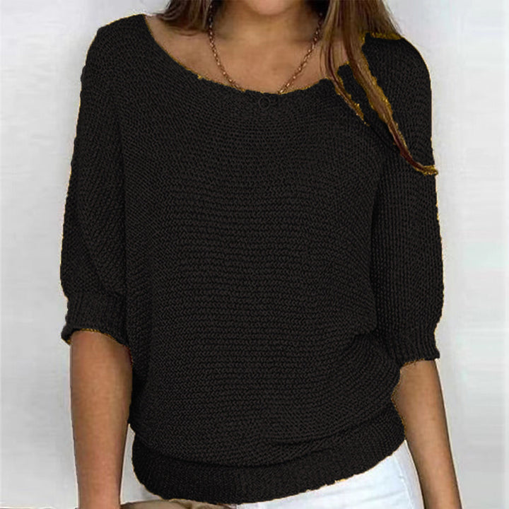 Scoop Neck Textured Knitted Jumper